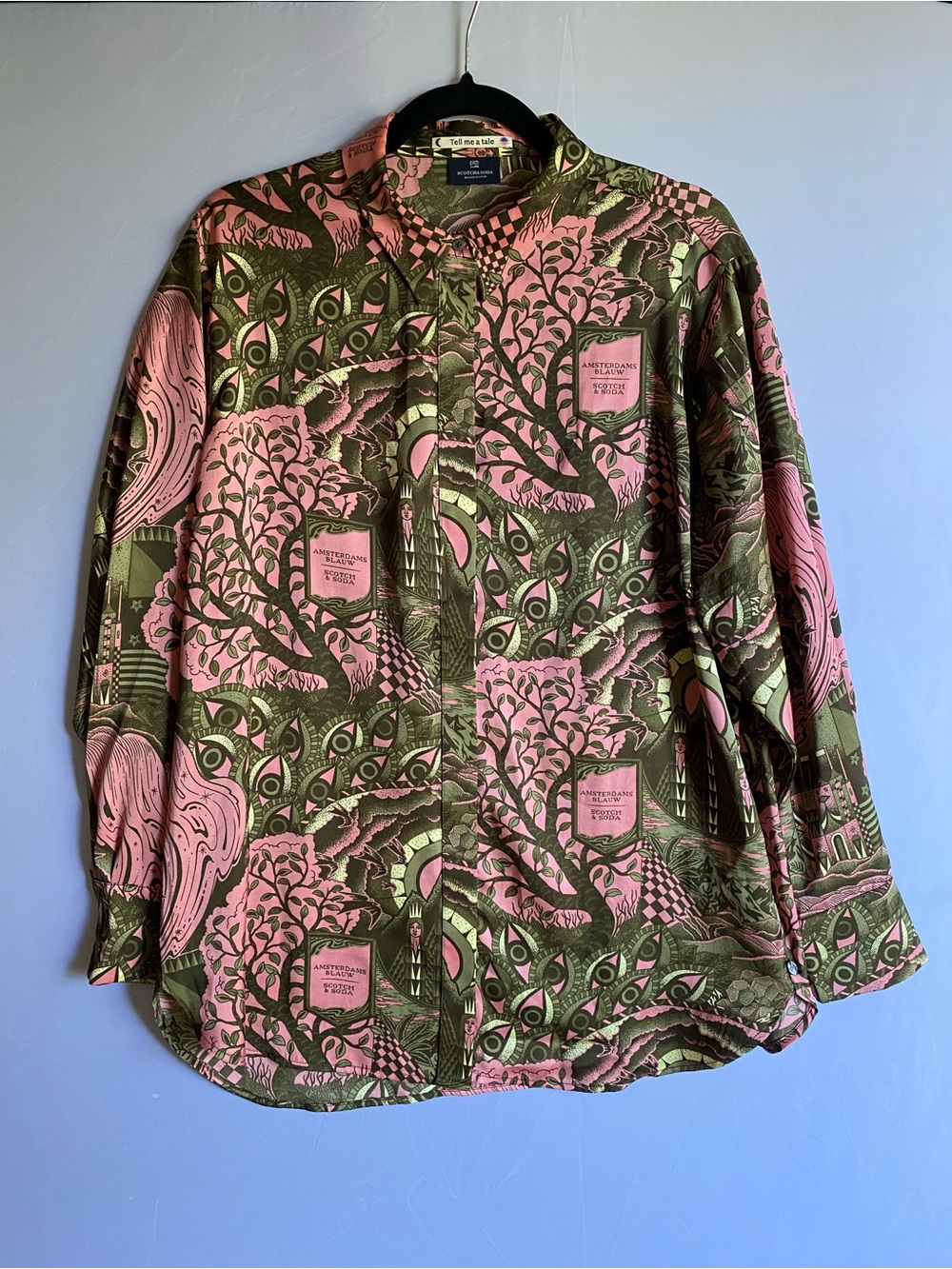 Scotch and Soda Bold Pink/Olive Lind Sleeve Shirt